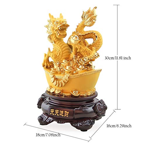 Décoration artisanale de dragon Feng Shui : œuvre de collection dorée de haute précision - 2