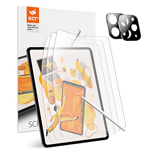 KCT [3+2 Pack Matte Screen Protector Compatible with iPad Pro 12.9 (2022 & 2021 & 2020 Model), Matte Surface, Easy Installation, Anti-Glare & Matte - Camera Lens Protector Black