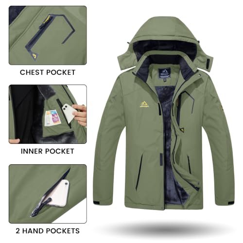 Image of TACVASEN Men's Winter Ski Jacket Waterproof Snow Coats Snowboard Fleece Lining Jacket Warm Parka with Hooded,Standard Length