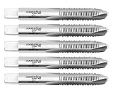 AccusizeTools - 5 Pcs M10x1.25 HSS Metric Spiral Point Taps, ANSI, Ground, 3 Fl, SPT-10M-125x5