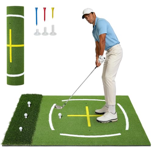 Virimolo Tapis De Frappe Golf en PE, Double Gazon Artificiel 152x121x4,5 cm, Tapis d’Entraînement De Golf Épaissi pour Intérieur Et Extérieur