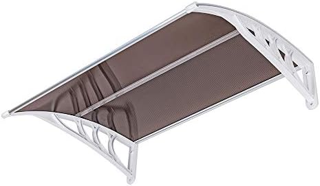 Imseigo 40"x 30" Polycarbonate Window Door Awning Canopy Brown with ABS Bracket,Front Door Outdoor Awning Canopy UV Rain Snow Protection Hollow Sheet (40"x 30", Brown with White Bracket)