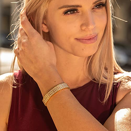 LIFETIME JEWELRY Princess Cut Cubic Zirconia Classic Tennis Bracelet 24k Gold Plated2