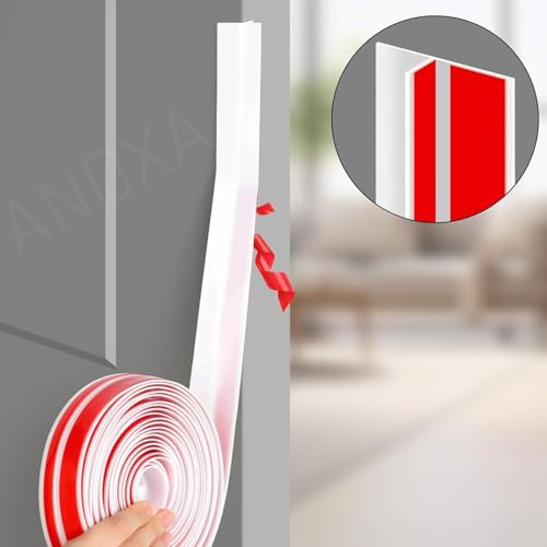Image of ANOXA T-Shaped Clear Silicone Seal Strip, Weather Stripping Door Seal Strip for Door & Windows Gaps, Under Door Draft Stopper Silicone & Self-Adhesive Weatherstrip (3 Meter) (White)