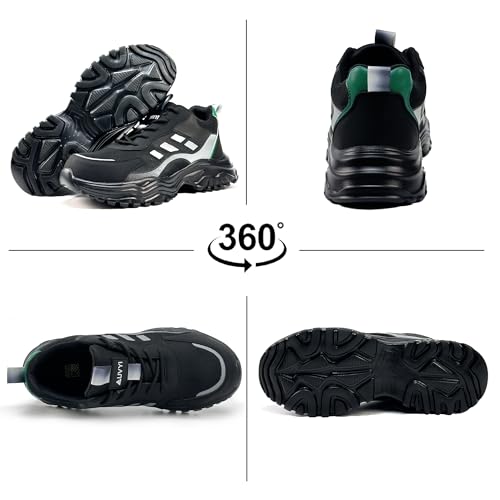 Image of Steel Toe Work Shoes for Men - Non Slip Wide Toe Lightweight Safety Shoes Breathable Slip Resistant Construction Industrial Work Safety Sneakers