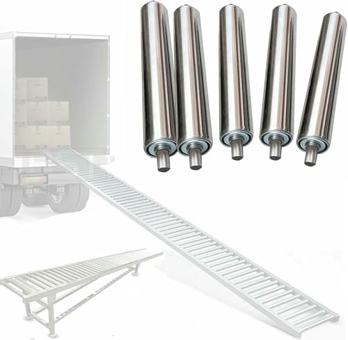 XDRGOOIUY Conveyor Rollers, 40 36 28 24 22 20 18 16 14 12 10 8 6 4 Inch Long Durable Stainless Steel Gravity Roller for Industrial, Gravity Transmission Replacement Part, Pack of 5