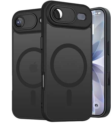 Image of Elzzi Magnetic Magsafe for iPhone 17 Air Case, Upgraded [Full Camera Protection] [Compatible with Magsafe] [Translucent Matte] Shockproof Protective Phone Case for Men & Women - Black