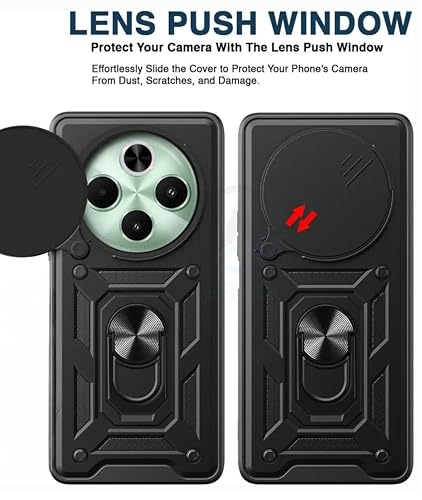 Image of SPAZY CASE Vivo T4 5G / iQOO Z10 5G Back Cover | Heavy Duty Hybrid Case with 360 Degree Rotating Finger Ring Holder + Slider Shutter Camera Protection Case for Vivo T4 5G / iQOO Z10 5G - Black