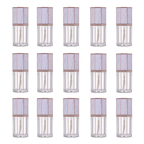ORNOOU Marble Empty Lip Gloss Tubes 15 Pieces Transparent DIY Lip Balm Bottle Containers Holder Handmade Lipgloss Tube
