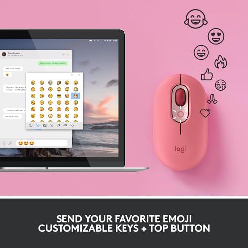 Image of Logitech POP Keys + POP Mouse - Wireless Keyboard and Bluetooth Mouse Combo with Typewriter-Style Mechanical Keys, Emoji Features, Cute Compact Design - Heartbreaker Rose
