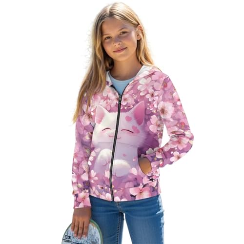 Girls' Hooded Sweatshirt for 6-16 Years Zipper Hoodies with Pockets Fall/Winter Jacket Coat Casual Sport Clothes