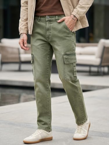 Image of Urbano Fashion Men's Regular Fit Washed Cargo Jeans with 6 Pockets Stretchable