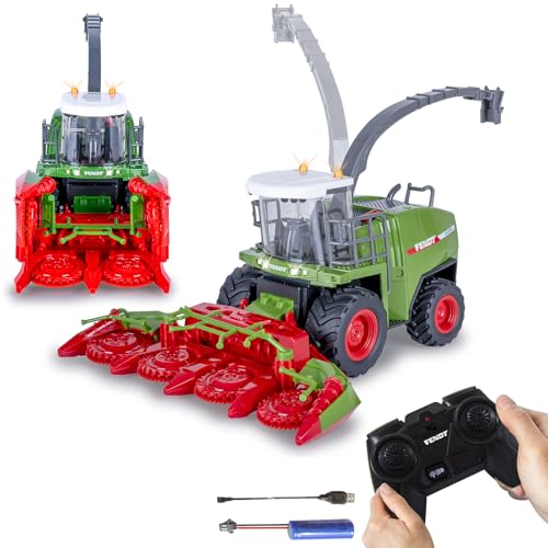 JAMARA 405315 Fendt Katana Feldhäcksler RC 1:24S - Traktor Fendt Spielzeug, Ferngesteuert RC Traktor für Kinder, Fahrzeug Modell Landwirtschaft, Geschenk für Kinder, Licht