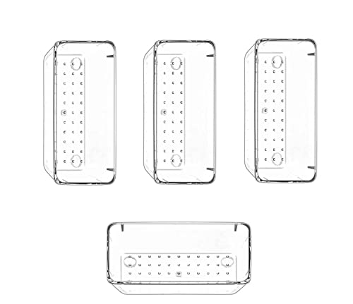 Image of 4 Pcs Drawer Organizer, Versatile Vanity Drawer Storage Bins, Clear Plastic Trays, Customizable Layout for Makeup, Cosmetics, Bathroom Vanity