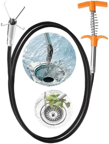 Drain Snake, Drain Clog Remover – Gutter Cleaning Tools Drain Cleaner for Toilet Sewer Shower Kitchen Bathroom Tub Clogged Drains Opener Cleaning Tool, Flexible Grabber Claw Pick Up Reacher (63 inch)