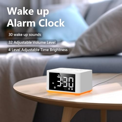 Image of 【3 in 1】 Sound Machine Dual Alarm Clock Night Light White Noise Machine 27 Sleeping Sounds for Adults Kids Precise 32 Level Volume Sleep Timer Memory Function Digital Clock with 30 Wake Up Sounds