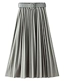 Women’s High Waist Swing A-Line Skirt Casual All-Match Pleated Maxi Skirt Comfortable Breathable Vin