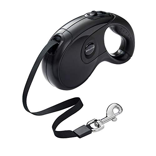 BMusdog Retractable Dog Leash Tangle Free, Nylon Leash 5M(16FT) One Button Break & Lock Training Walking Leash for Small Medium Large Dogs(Black)