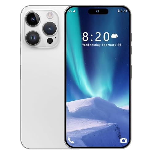 I14 Pro Max Unlocked Cell Phone,Long Battery Life 6.82" HD Screen Unlocked Phones,Android13 6+256GB Smartphone with 128G Memory Card,Dual SIM/Fingerprint Lock/Face ID/GPS (White)