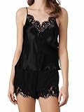 SANSIWU Damen Nadelstreifen-Cami-Top-Shorts-Set, quadratischer Ausschnitt...