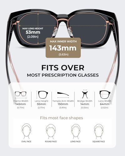LOHO Polarized Sunglasses Over Glasses Women, Glasses Wearers Fit Over Glasses Sunglasses For Women & Men, TR90 Oversized Square Shades with UV400 for Driving, Fishing & Outdoor Activities — view 3