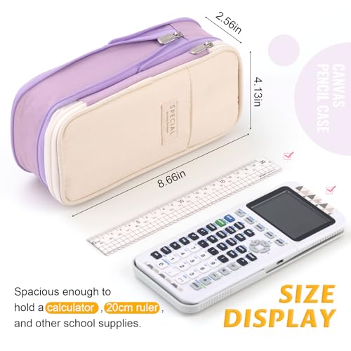 Image of EASTHILL Fabric Big Capacity Pencil Pen Case Office College School Large Storage High Capacity Bag Pouch Holder Box Organizer (Khakhi),Blue
