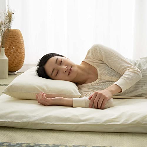 Emoor Fitted Sheet For Japanese Futon Mattress Presso Twin/Twin-Long Made In Japan 100% Cotton (Ivory), Tatami Floor Sleeping Mat Cover #TOP4