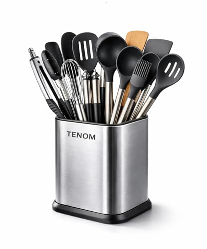 Image of TENOM Spoon Holder, Spoon Stand For Kitchen Steel, Cutlery Stand, Spoon Organiser For Kitchen, Ladle Holder, Spatula Holder, 12 cm, 11 cm , 12 x 11 x 17.7 Centimeters