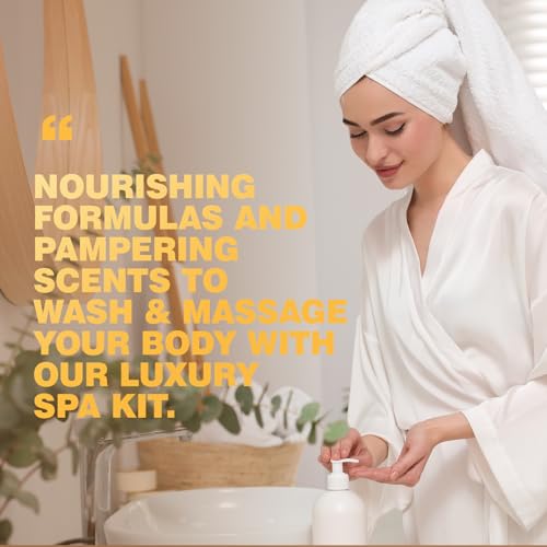 Bath & Body Gift Set, 19pcs Vanilla & Honey Almond Scents Bath Gift Baskets Home Spa Gift, Bath Spa Kit For Women and Men Luxury Home Spa Bath Gift Basket, Skin Care Gift Set, Spa Gifts, Pamper Gifts