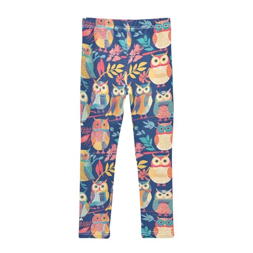 KLL Cute Colorful Owls and Trees Toddler Girl Athletic Leggings Casual Full Length Athleisure Pants Running2