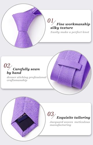Image of HISDERN Mens Striped Tie and Pocket Square Set Necktie for Men | soft smooth texture, wrinkle-free, neat hand-tied knot, gifting ready, regular 3.4 width, coordinated look, business wedding