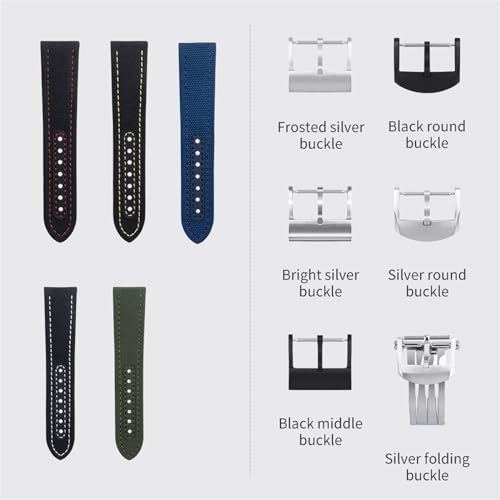 Bracelet montre nylon 22mm noir pour cadran 44mm