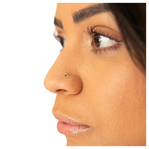 Nose Pin 14k Gold | Diamond Cut Heart Nose Bone | Tiny Cute Nose Piercing Stud | Gift Under 50 | Heart Shaped Jewelry