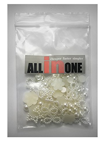 All In One 15Gram Assorted Cream Hearts, Stars, Flowers, Bows, Pearls Flat Back Cabochon (Pearl-15 Gram) #TOP2