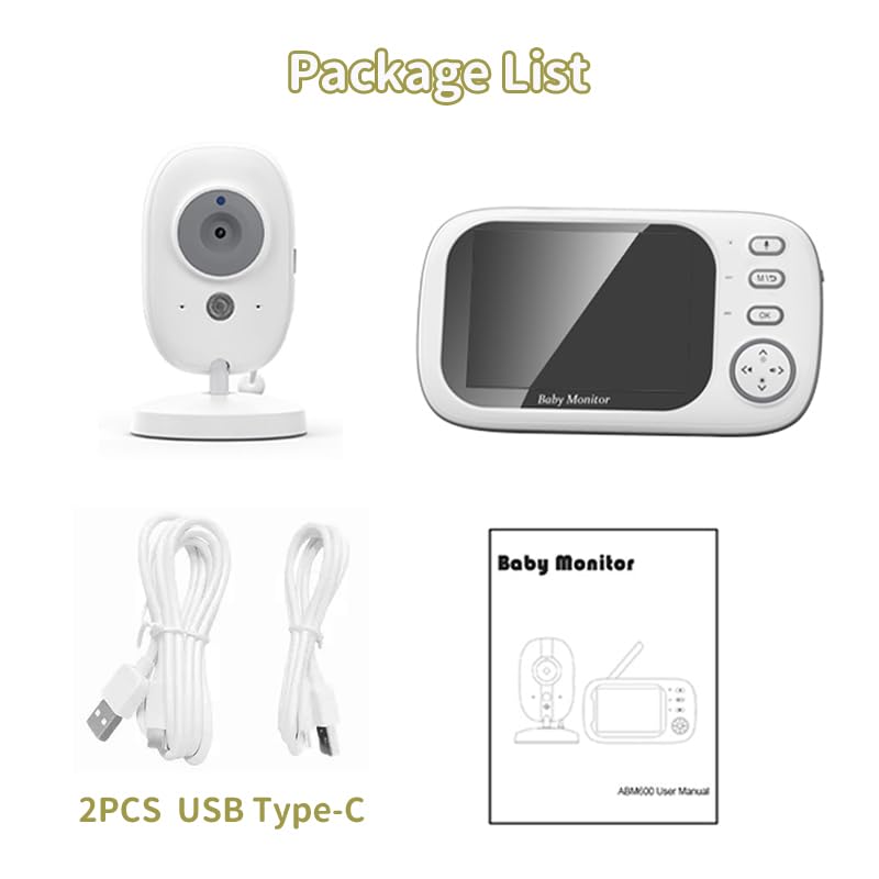 Image of No WiFi Baby Monitor Video Camera with Audio, Night Vision, VOX, 2-Way Talk, Lullabies