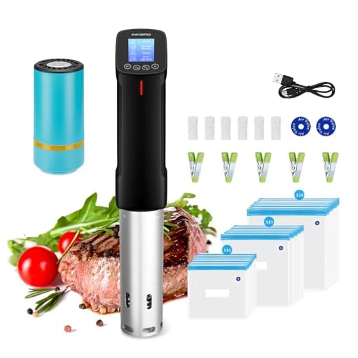 INKBIRD WIFI Sous Vide Cooker & 44PCS Vacuum Sealer Pump Sous Vide Starter Kits with 30PCS Sous Vide Bags, Recipes on APP,1000W Sous-Vide Machine for Steak