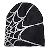 1 gorro de tela de araña, gorro de punto, gorro informal suelto, gorro de lana hip-hop, gorro cálido, gorro de punto para hombres y mujeres, gorro de punto de telaraña (negro), Negro , talla única-M