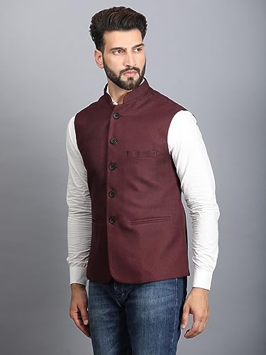 Image of Ethluxis Men's Designer Solid Nehru Jacket /Waist Coat /Bandhgala