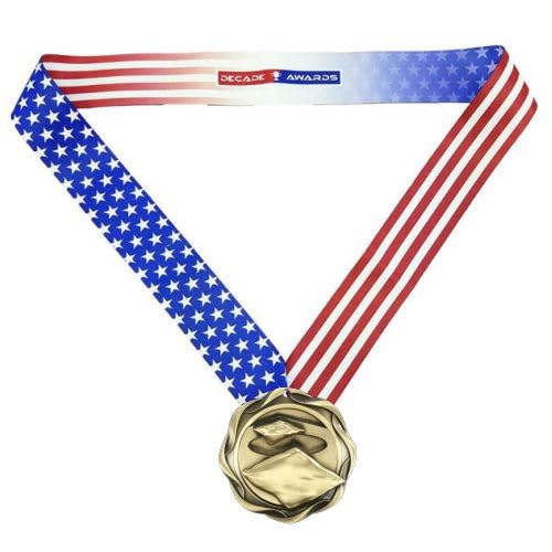 Decade Awards Medalla Cornhole Fusion, oro, plata o bronce, medalla de agujero de maíz con cinta de estrellas y rayas, 7,6 cm de ancho