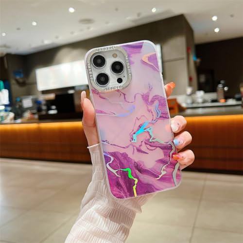 Coque de Luxe iPhone 14 Pro Max marbre coloré Enilsa protection violette chic