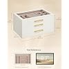 SONGMICS 3-Layer Jewelry Box with Glass Window, Jewelry Storage Organizer with 3 Drawers, Golden Handles, for Rings, Earrings, Bracelets, Gift Idea, Cream White, 6.3 x 9.4 x 4.9 Inches UJBC206WD02S