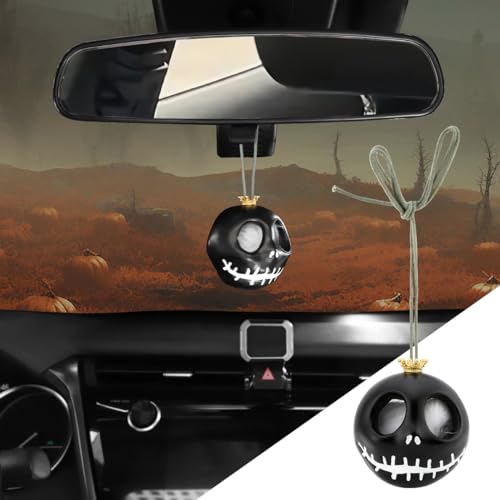 Futwod 車用 ルームミラー デコレーション スカル 吊り下げ バックミラー アクセサリー 怖い 髑髏 ペンダント オーナメント 自動車 リアビューミラー おしゃれ ハロウィン パーティー お化け屋敷 玄関 出窓 おもしろ 樹脂 DIY 飾り付け ギフト ブラック 1個