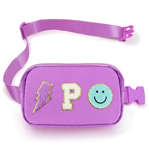 Image of PainZieteg Fanny Pack for Girls Chenille Letter Belt Bag Crossbody for Kids | Preppy Nylon, Waterproof, Gold-Plated Zipper, Adjustable Strap, Birthday Christmas Easter Gifts for 4-13 Year Old Teen Girls
