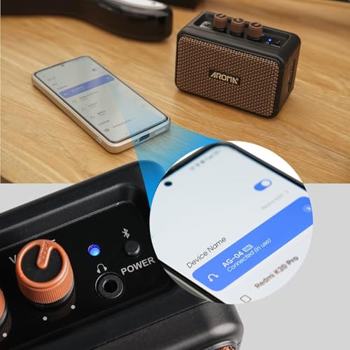Image of M-VAVE Mini Electric Guitar Amplifier: 5W Portable with Bluetooth 5.3, 2 Channels (Clean /Overdrive), 7h Rechargeable Battery - Professional Sound for Home Practice, Travel and Jam Sessions