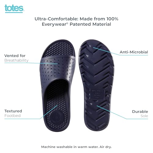 Image of Totes Men's Everywear Slide Sandals Lightweight Waterproof Comfort Slides with Cushioned Footbed for Pool, Beach & Everyday Wear