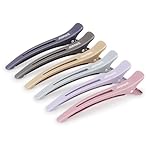 AIMIKE 6pcs Professional Hair Clips for Styling Sectioning, Anti-Slip No-Trace Duck Billed Hair Clips with Silicone Band, Salon and Home Hair Cutting Clips for Hairdresser, Women, Men – 4.3” Long