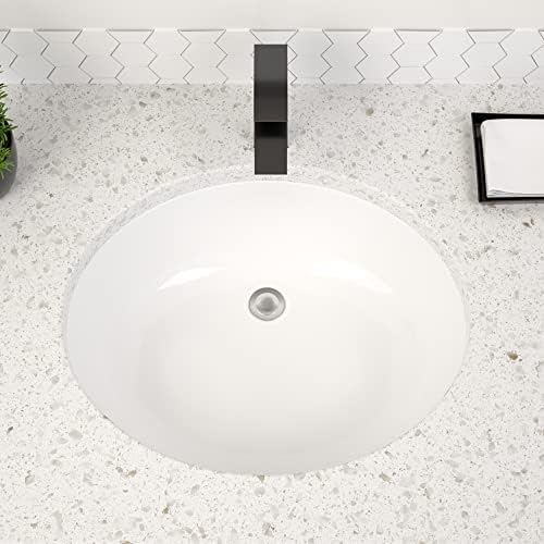 Undermount Bathroom Sink Oval - Dcolora 18"x15" White Porcelain Ceramic Oval Vessel Sink Under Counter Lavatory Vanity Bath Sink Bowl Basin With Overflow
