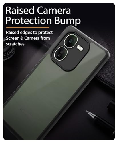 Image of WOW IMAGINE Translucent Hybrid Back Case Cover for iQOO Z9x 5G Smoked Matte Back | Shock Proof 360 Degree Protection | Protective Hard Case - Matte Black
