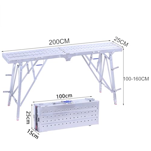 Échafaudage pliant portable de 200 cm avec plateforme réglable - 3