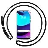 Funda antigolpes transparente con colgante color Negro para Motorola Moto E20.